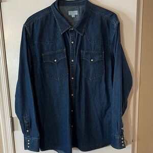 Tecovas Men's Dark Denim Long Sleeve Pearl Snap Shirt NEW XXXL
